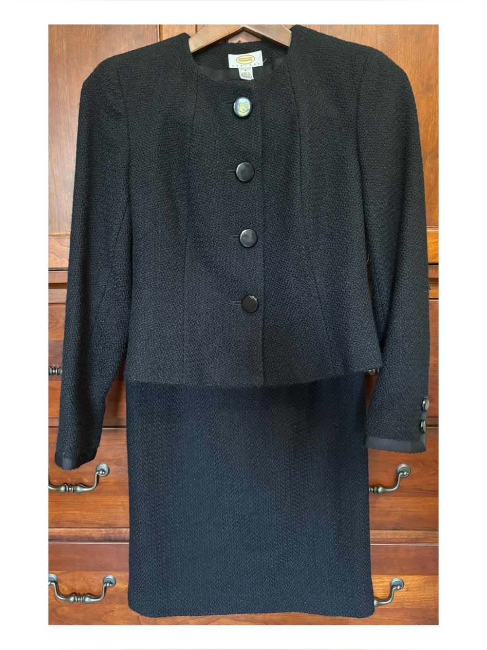 NWOT Talbots Wool Blend 2 Piece Suit In Black Size 4